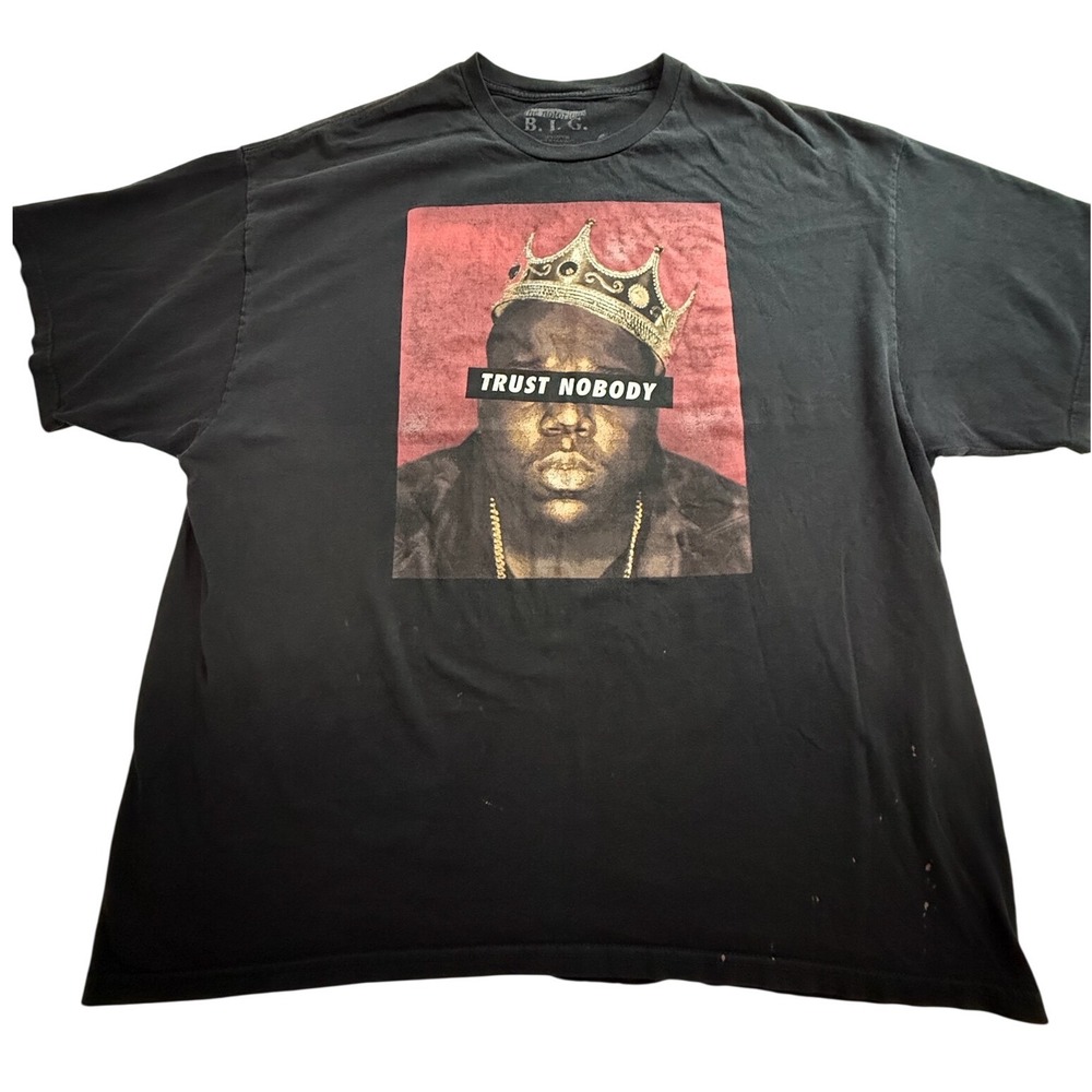 The Notorious BIG Trust Nobody Graphic T-Shirt Mens Black Biggie Smalls XL